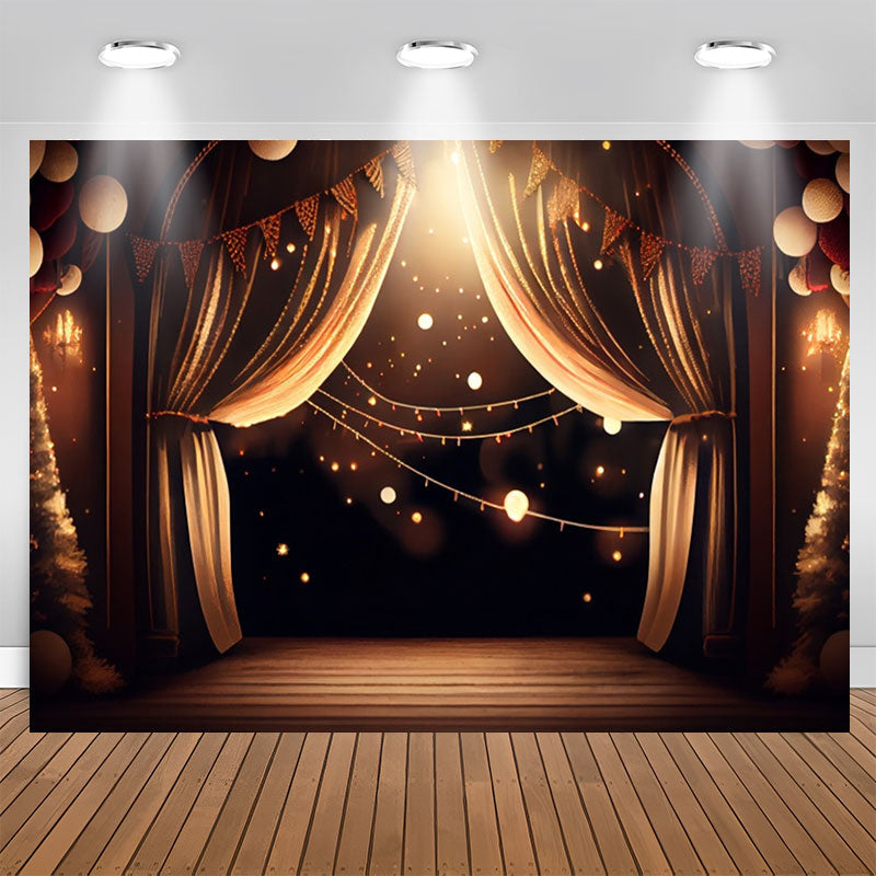 Aperturee - Black Gold Warm Light Curtain Birthday Backdrop