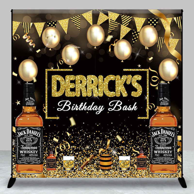 Aperturee - Black Gold Whiskey Custom Name Birthday Backdrop