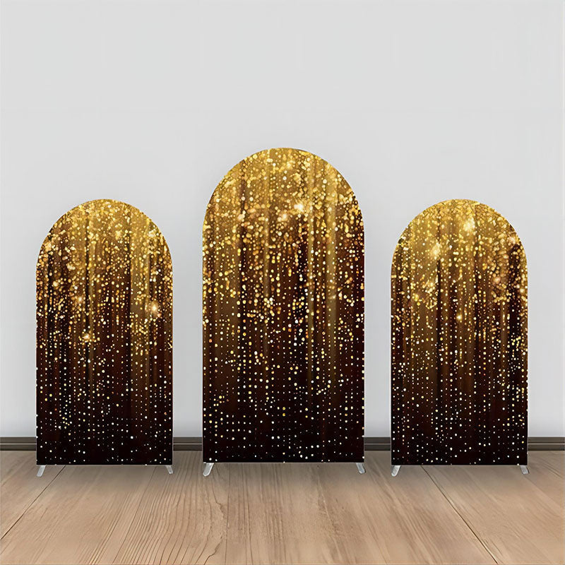 Aperturee - Black Golden Glitter Arch Backdrop Kit For Party