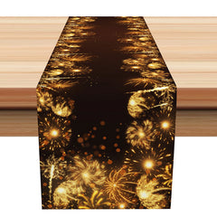 Aperturee - Black Golden Glitter Spark New Year Table Runner