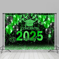 Aperturee - Black Green Balloon Flag Class Of 2025 Photo Backdrop