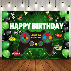 Aperturee - Black Green Balloon Go Win Gamepad Birthday Backdrop