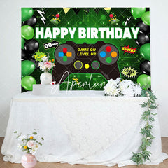 Aperturee - Black Green Balloon Go Win Gamepad Birthday Backdrop