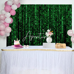 Aperturee - Black Green Computer Code Happy Birthday Backdrop