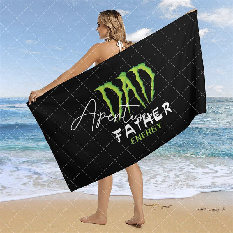 Aperturee - Black Green Dad Father Energy Custom Beach Towel