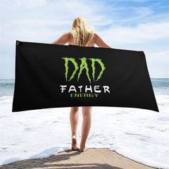 Aperturee - Black Green Dad Father Energy Custom Beach Towel