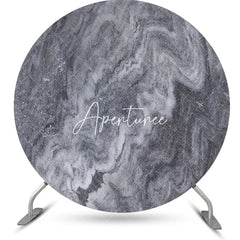 Aperturee - Black Grey Abstract Marble Round Birthday Backdrop