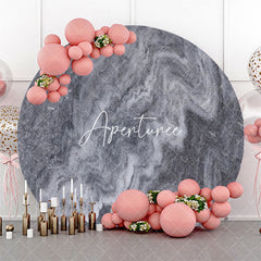 Aperturee - Black Grey Abstract Marble Round Birthday Backdrop