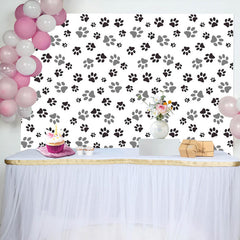 Aperturee - Black Grey Prints Of Dog Pow Baby Shower Backdrop