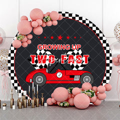 Aperturee - Black Growing Up Two Fast Round Birthday Backdrop