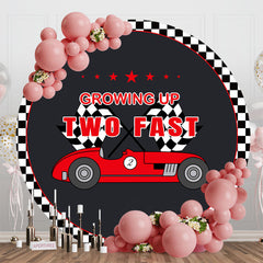 Aperturee - Black Growing Up Two Fast Round Birthday Backdrop