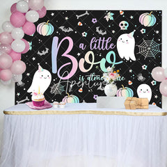 Aperturee - Black Halloween Little Boo Backdrop For Baby Shower