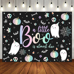 Aperturee - Black Halloween Little Boo Backdrop For Baby Shower