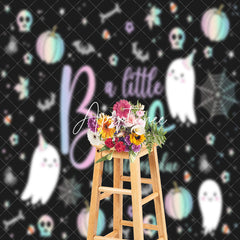 Aperturee - Black Halloween Little Boo Backdrop For Baby Shower