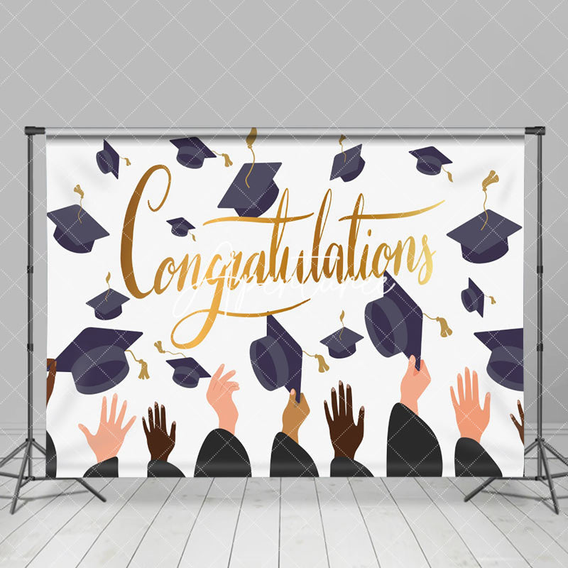 Aperturee - Black Hats Colors Handa Happy Graduation Backdrop