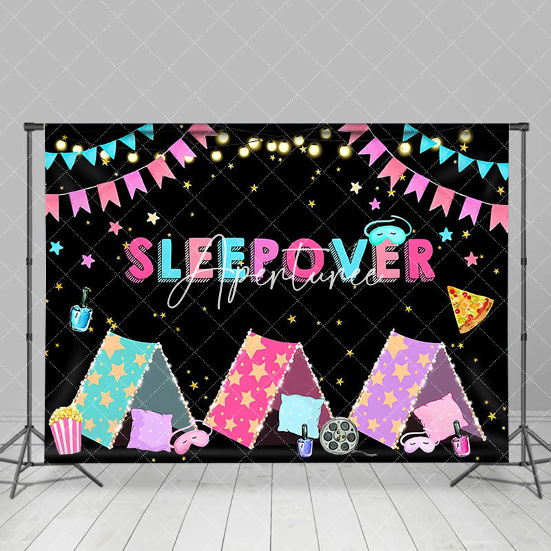 Aperturee - Black Light Tents Girls Sleepover Party Backdrop