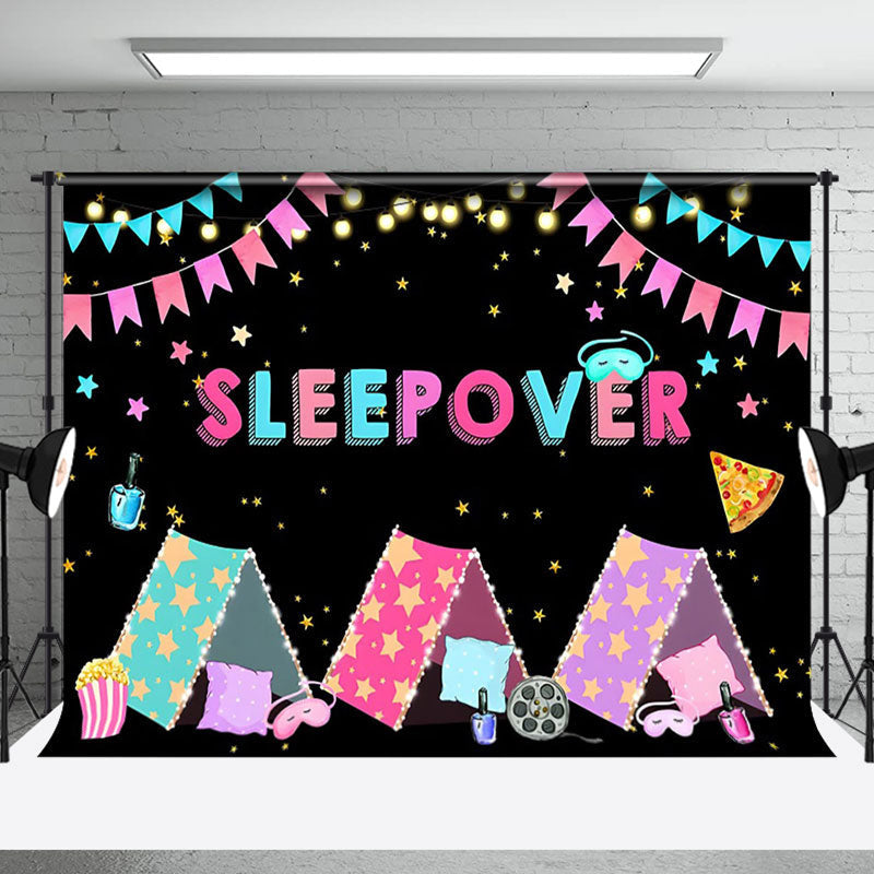 Aperturee - Black Light Tents Girls Sleepover Party Backdrop