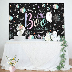 Aperturee - Black Little Boo Bats Halloween Baby Shower Backdrop