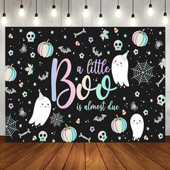 Aperturee - Black Little Boo Bats Halloween Baby Shower Backdrop