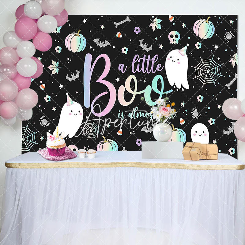 Aperturee - Black Little Boo Bats Halloween Baby Shower Backdrop