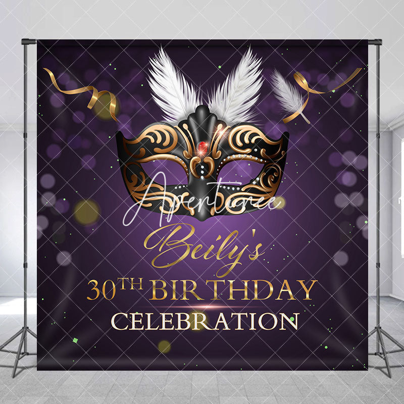 Aperturee - Black Masquerade Purple Custom 30th Birthday Backdrop