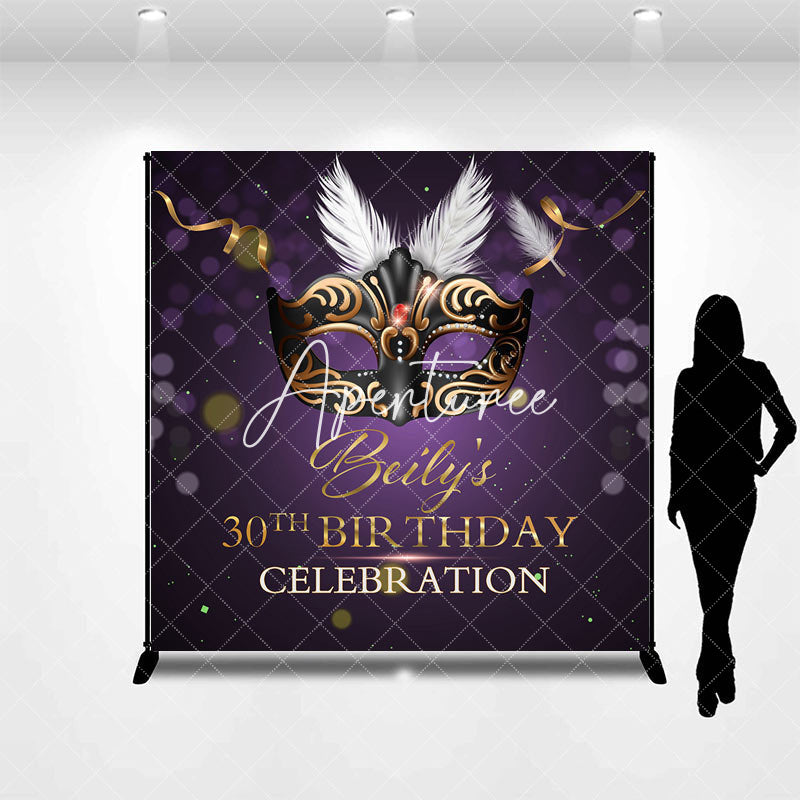 Aperturee - Black Masquerade Purple Custom 30th Birthday Backdrop