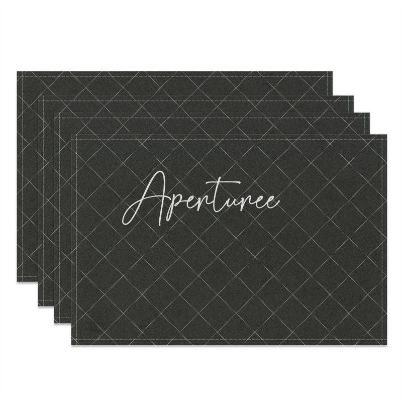 Aperturee - Black Modern Dinner Set Of 4 Placemats For Kitchen