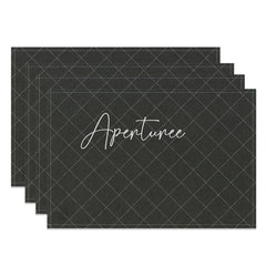 Aperturee - Black Modern Dinner Set Of 4 Placemats For Kitchen