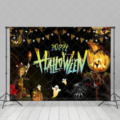 Aperturee - Black Night Witch Ghost Happy Halloween Backdrop