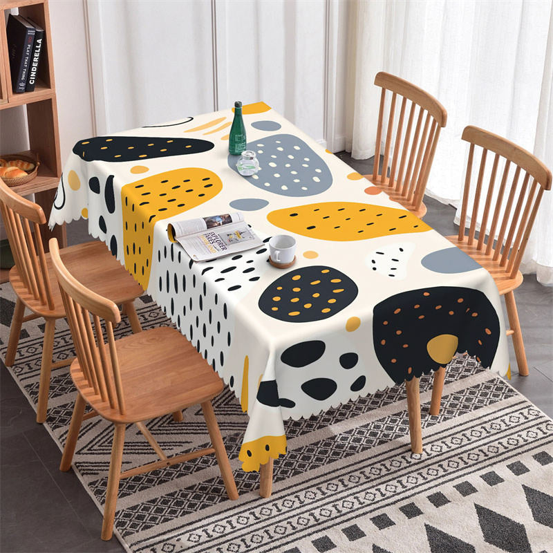 Aperturee - Black Orange Print Spots Modern Rectangle Tablecloth