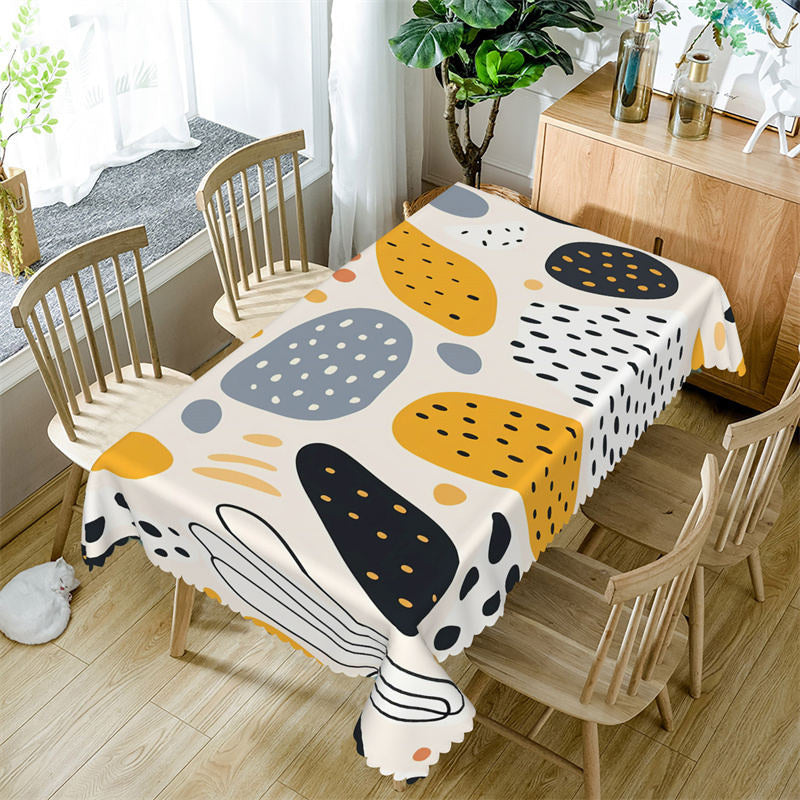 Aperturee - Black Orange Print Spots Modern Rectangle Tablecloth