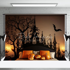 Aperturee - Black Orange Pumpkin Headboard Portrait Backdrop