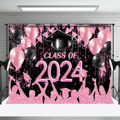 Aperturee - Black Pink Balloon Class Of 2024 Backdrop For Photo