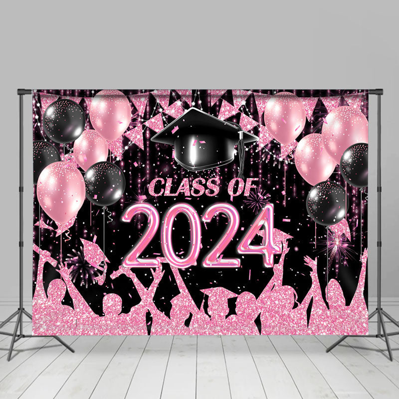 Aperturee - Black Pink Balloon Class Of 2024 Backdrop For Photo