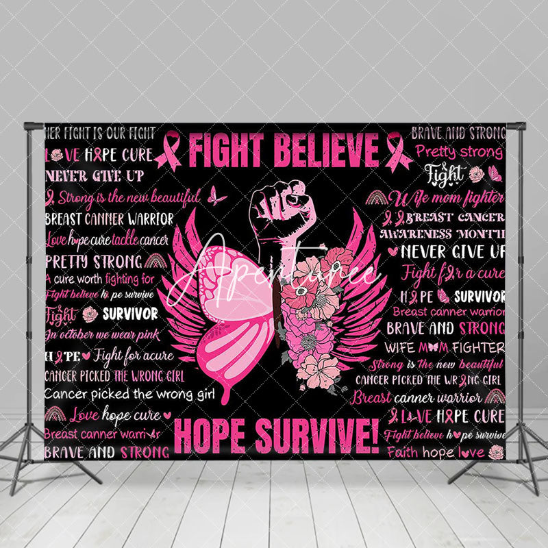 Aperturee - Black Pink Fight Believe Hope Survive Party Backdrop