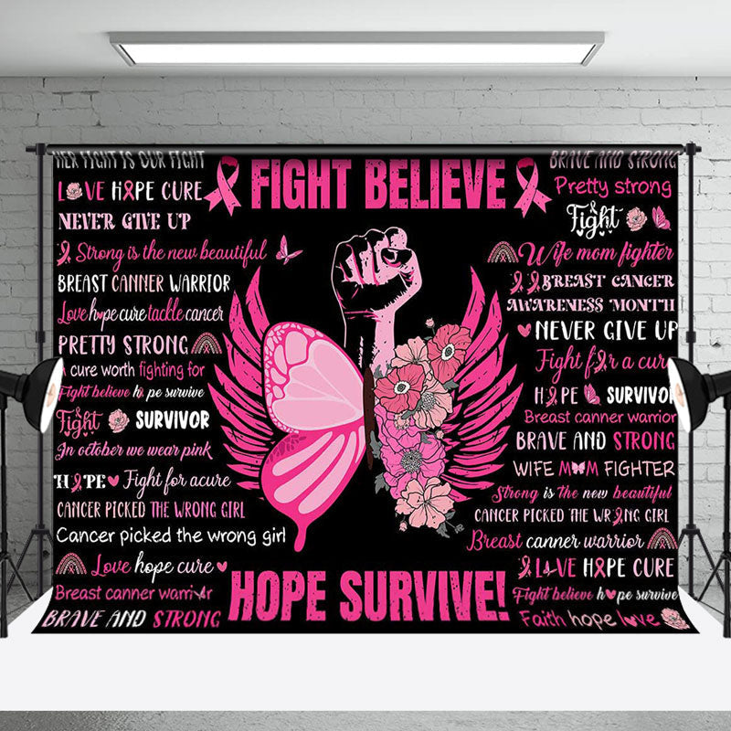 Aperturee - Black Pink Fight Believe Hope Survive Party Backdrop