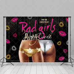 Aperturee - Black Pink Lips Heart Bad Girls Dance Party Backdrop