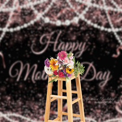 Aperturee - Black Pink Pearl Glitter Happy Mothers Day Backdrop