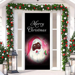 Aperturee - Black Pink Santa Claus Merry Christmas Door Cover