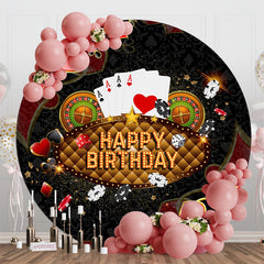 Aperturee - Black Playing Cards Casino Round Birthday Backdrop