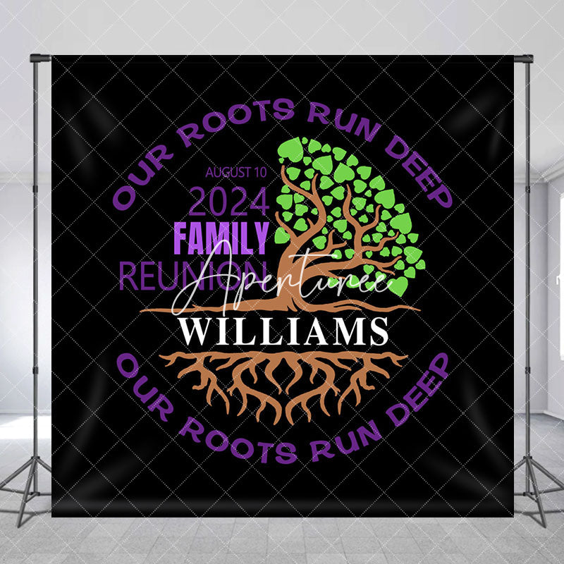 Aperturee - Black Purple Tree Custom Family Reunion Backdrop