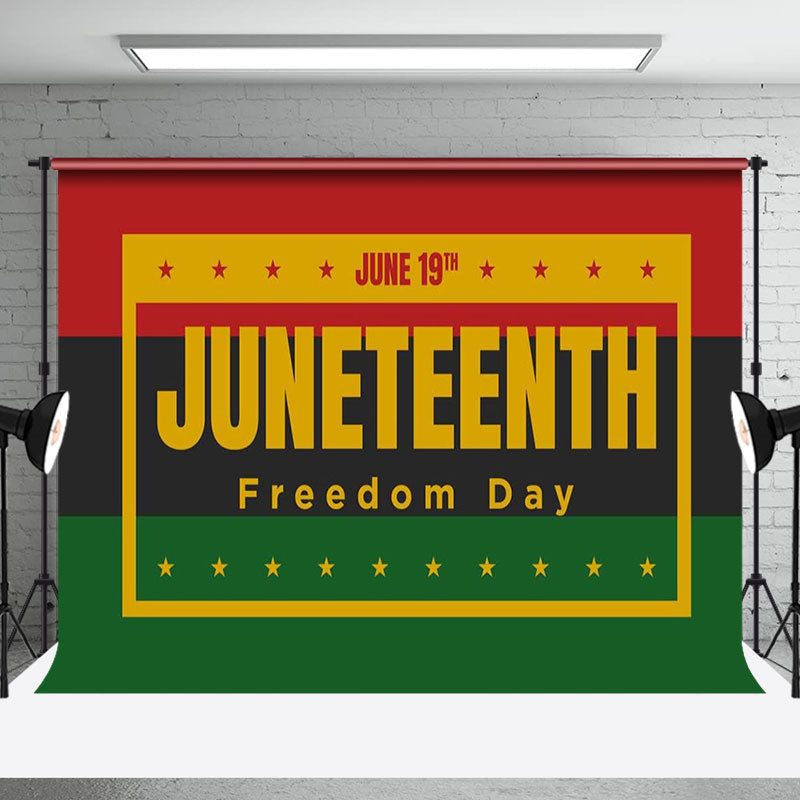 Aperturee - Black Red Green Stripe Happy Juneteenth Backdrop