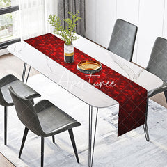 Aperturee - Black Red Vague Hearts Valentines Day Table Runner