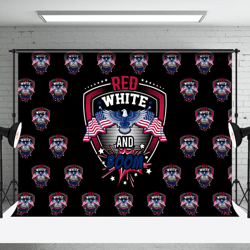 Aperturee - Black Red White Boom Eagle Independence Day Backdrop