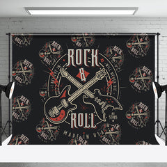 Aperturee - Black Repeated Guitar Rock And Roll Party Backdrop