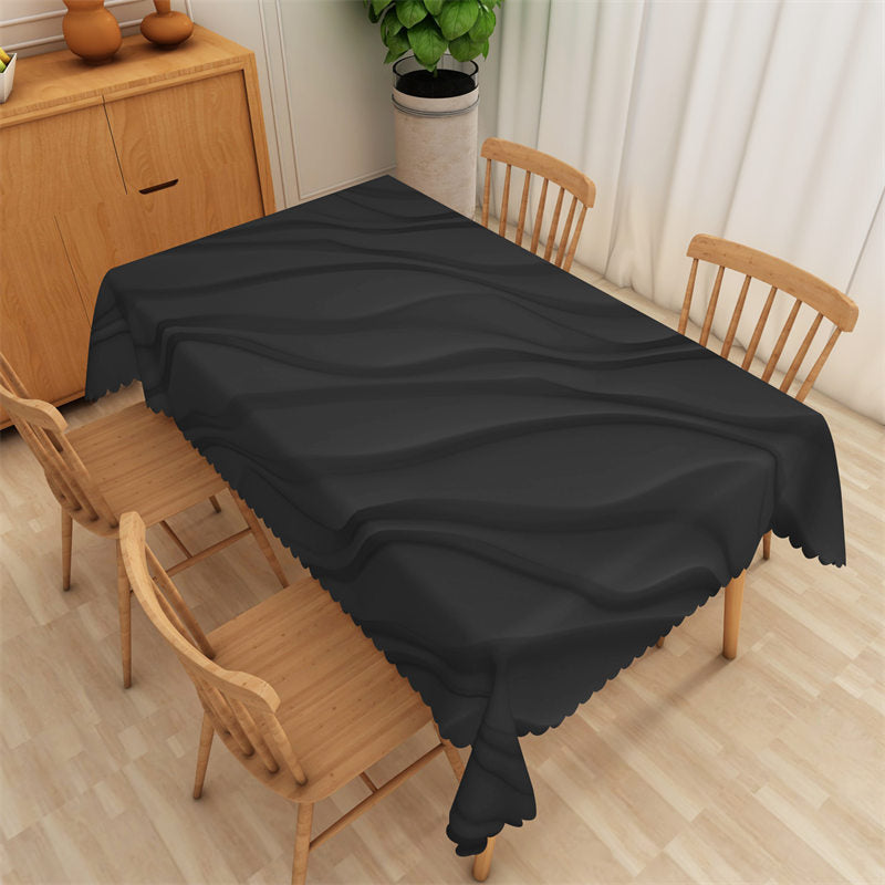 Aperturee - Black Ripple Simple Modern Rectangle Tablecloth