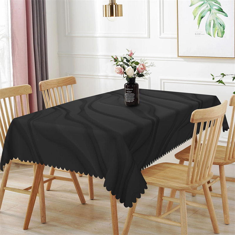 Aperturee - Black Ripple Simple Modern Rectangle Tablecloth