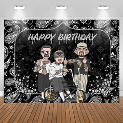 Aperturee - Black Rock Cool Guy Theme Happy Birthday Backdrop