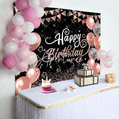 Aperturee - Black Rose Gold Balloons Sparkle Birthday Backdrop