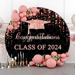 Aperturee - Black Rose Pink Cap Round Congrats Grad Backdrop